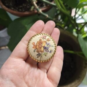 Vintage Floral Flower Bohemian Scarf Clip Lapel Brooch Pin